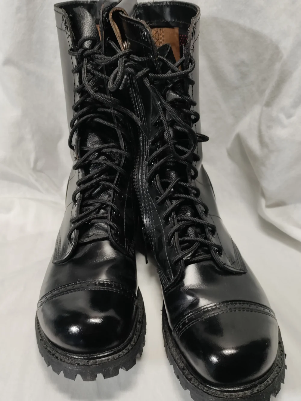 Men's Black Lace-Up Tactical Boots Jump Boots with Side Zip